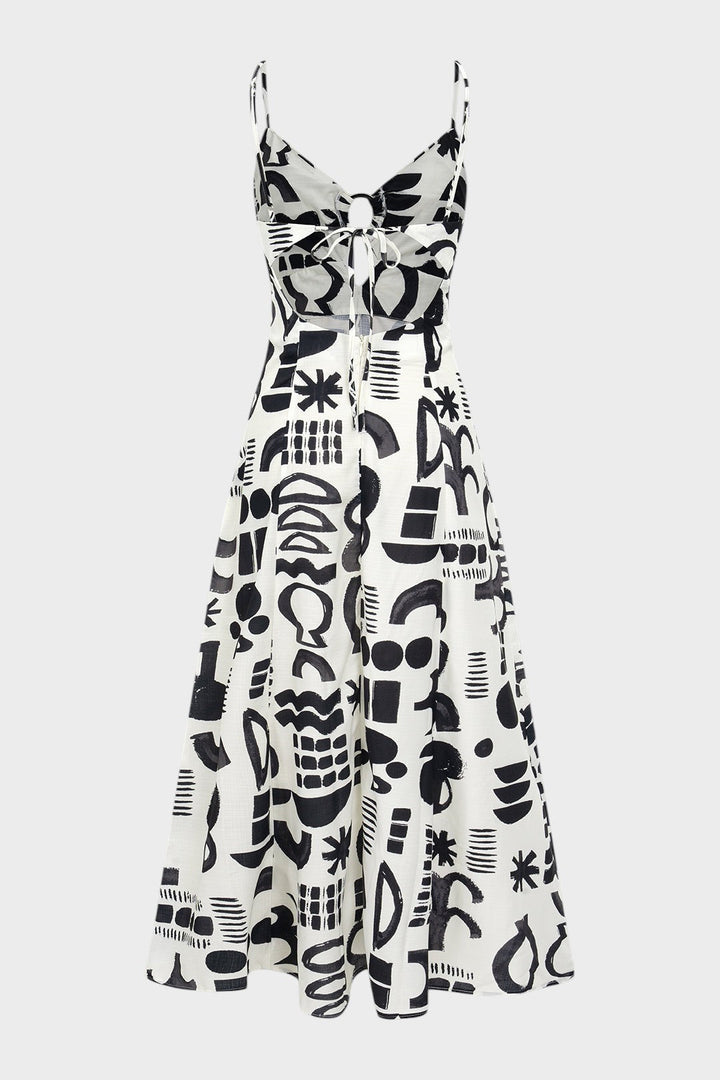 Ména - Vestido midi con diseño geométrico retro