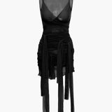 Vilma - Vestido corto de punto semitransparente con lazo