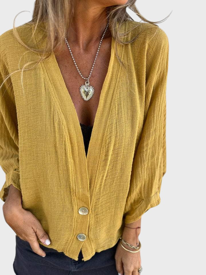 Kristy - Camisa Casual de Algodón y Lino