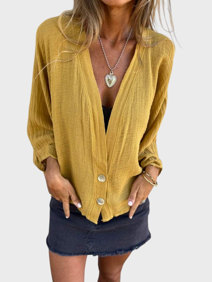 Kristy - Camisa Casual de Algodón y Lino