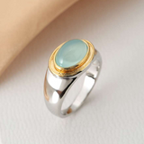 Gabi - Anillo Vintage con Piedra Lunar Verde