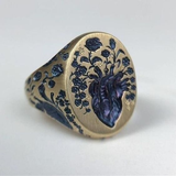 Anillo Vintage de Oro con Flor Azul