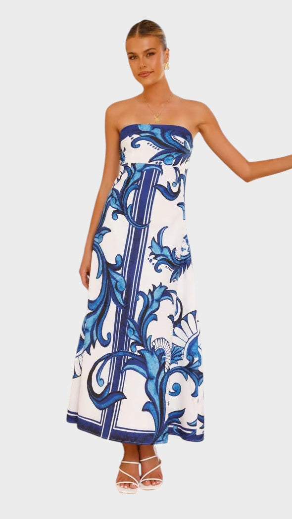 Iris - Vestido Largo Vintage con Estampado