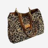 Bolso de Compras de Lona con Estampado de Leopardo Edith