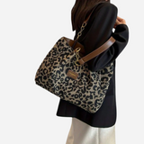 Bolso de Compras de Lona con Estampado de Leopardo Edith