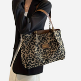 Bolso de Compras de Lona con Estampado de Leopardo Edith