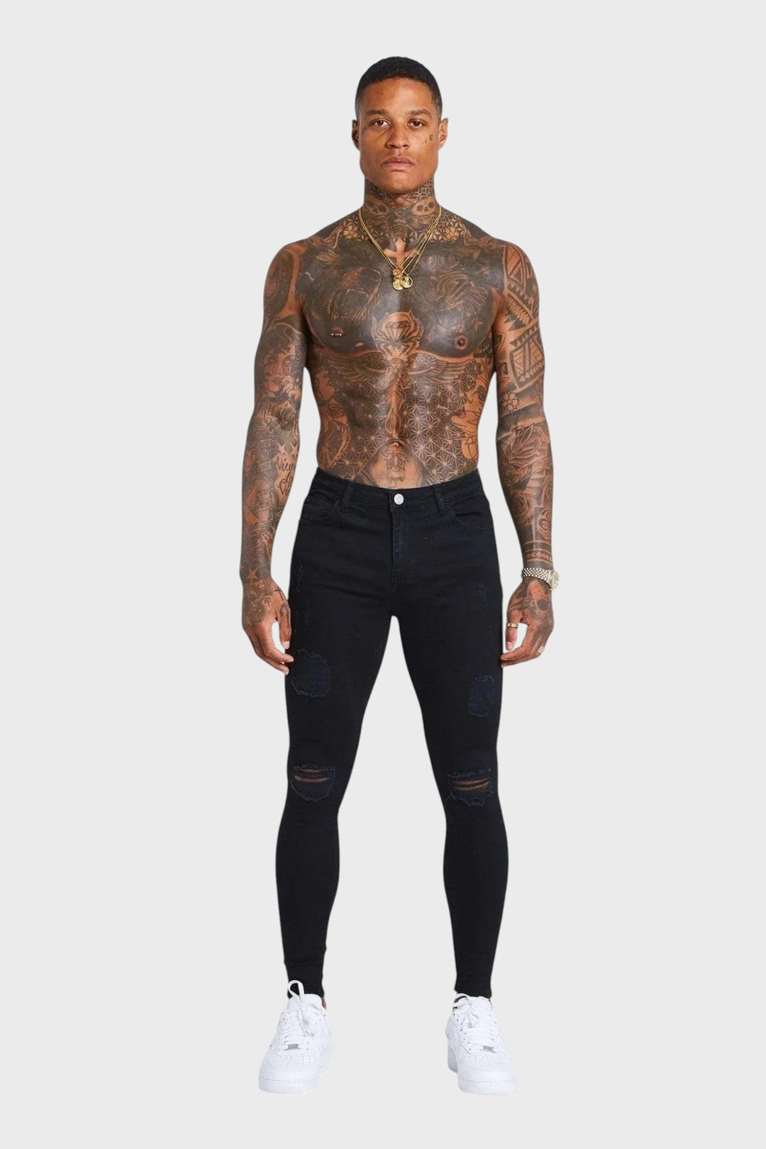 Hugo – Pantalones Negros con Acabados Desgastados