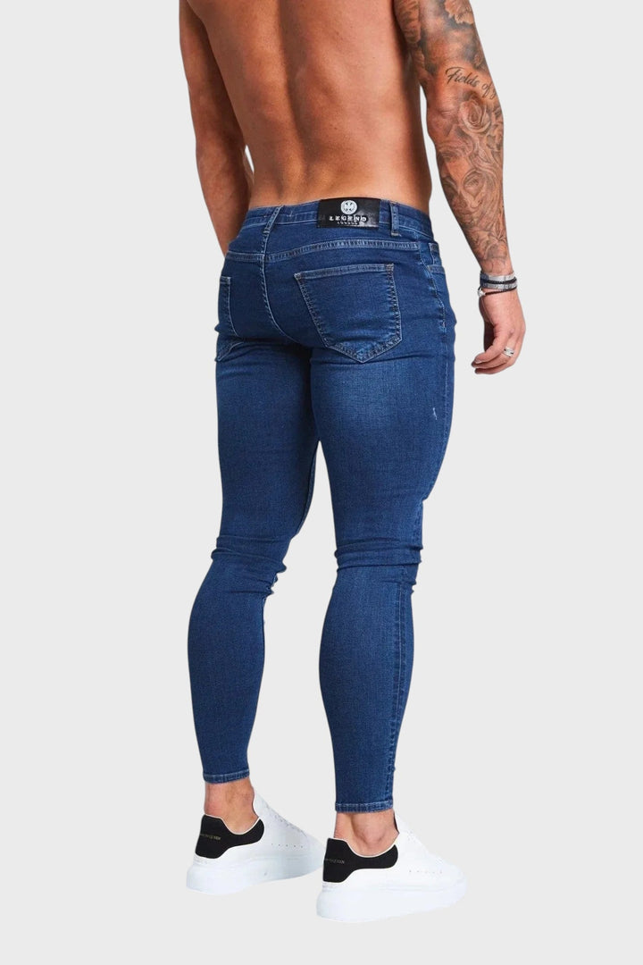 Gustav – Pantalones azules con acabados desgastados