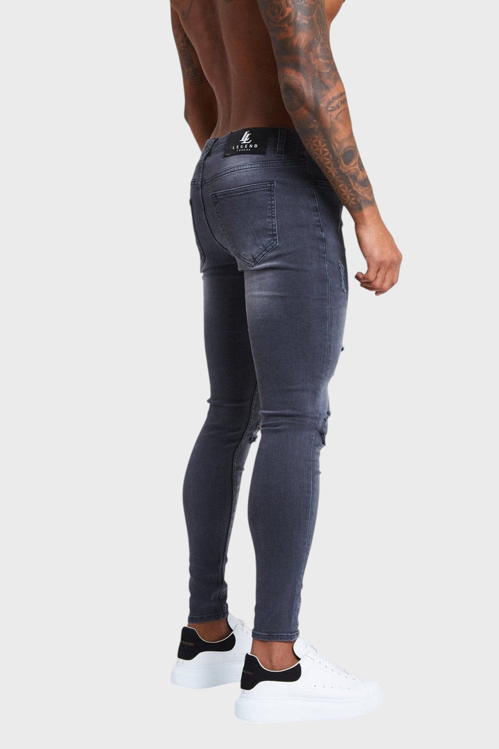 Ruben – Pantalones grises con acabados desgastados