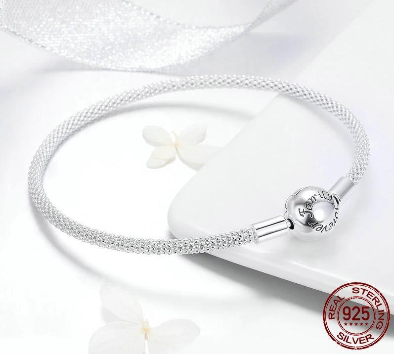 Pulsera Semi-Rígida BASE con Perlas 'Amor' - Plata Esterlina