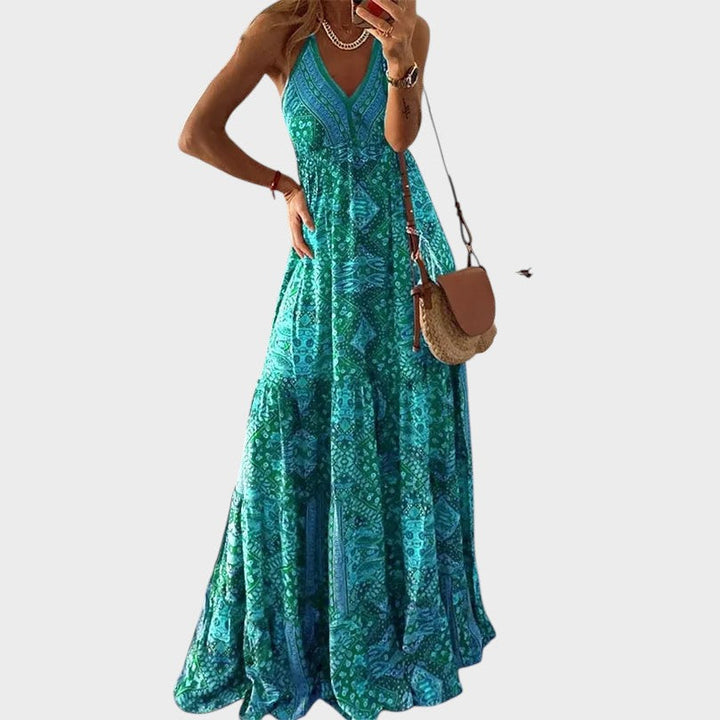 Fernanda – Vestido maxi boho con tirantes regulables