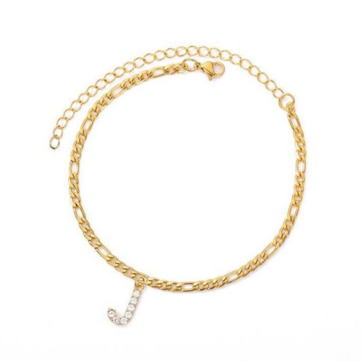 Pulsera de Tobillo Personalizada con Iniciales - Oro/Plata