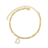 Pulsera de Tobillo Personalizada con Iniciales - Oro/Plata