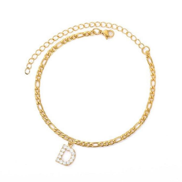 Pulsera de Tobillo Personalizada con Iniciales - Oro/Plata