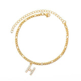 Pulsera de Tobillo Personalizada con Iniciales - Oro/Plata