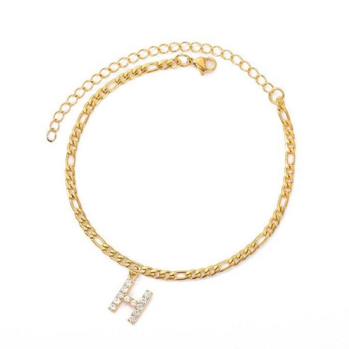 Pulsera de Tobillo Personalizada con Iniciales - Oro/Plata