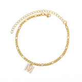 Pulsera de Tobillo Personalizada con Iniciales - Oro/Plata