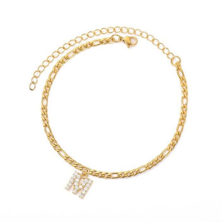 Pulsera de Tobillo Personalizada con Iniciales - Oro/Plata