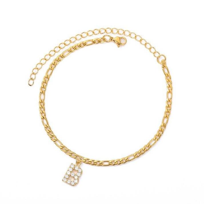 Pulsera de Tobillo Personalizada con Iniciales - Oro/Plata