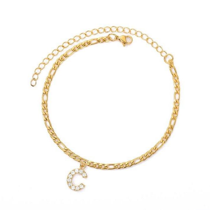 Pulsera de Tobillo Personalizada con Iniciales - Oro/Plata