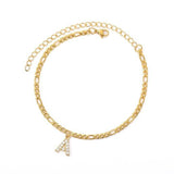 Pulsera de Tobillo Personalizada con Iniciales - Oro/Plata