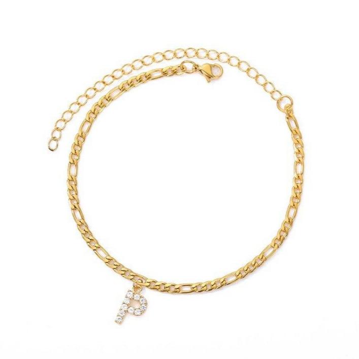 Pulsera de Tobillo Personalizada con Iniciales - Oro/Plata