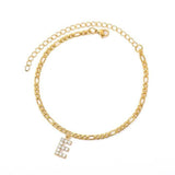 Pulsera de Tobillo Personalizada con Iniciales - Oro/Plata