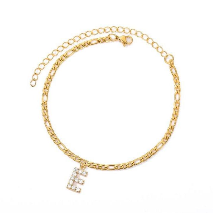 Pulsera de Tobillo Personalizada con Iniciales - Oro/Plata